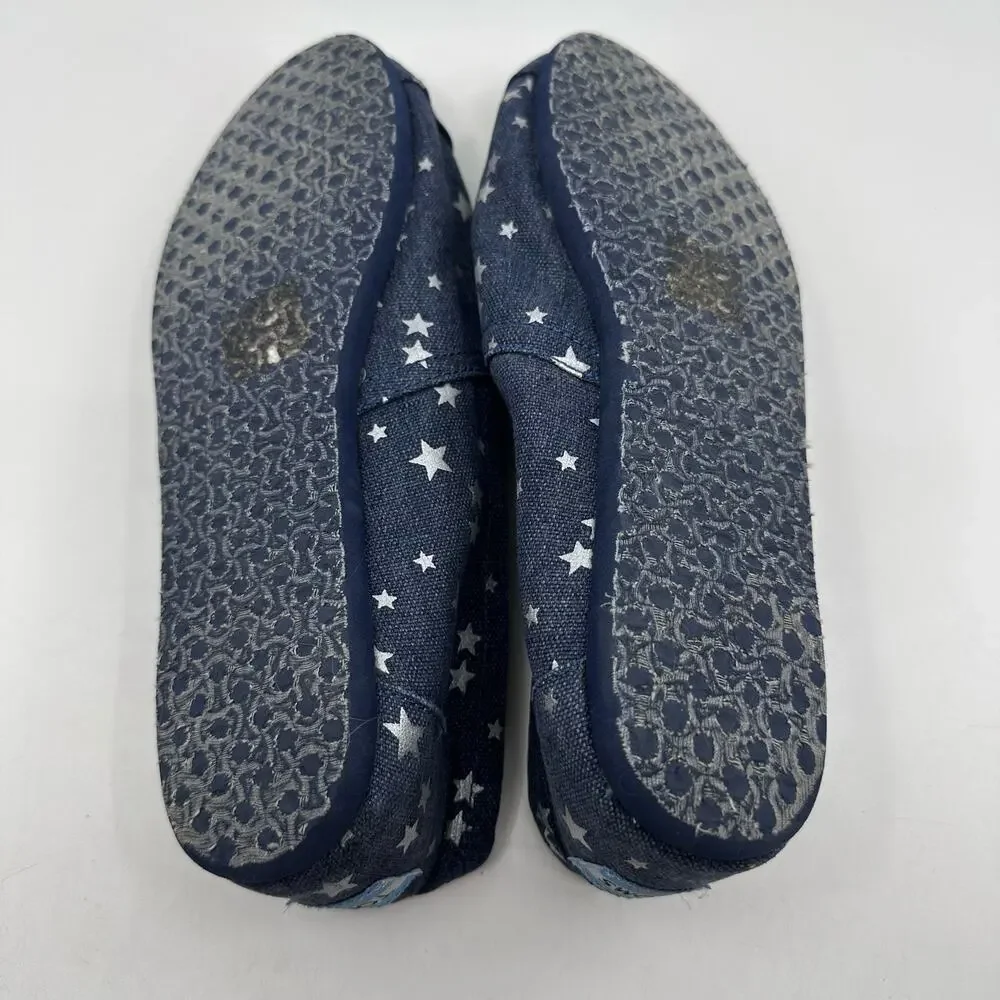 TOMS Navy/White Star Print Slip-On Women's US9 UK7 Loafers Shoes Flats Round Toe - Picture 6 of 7